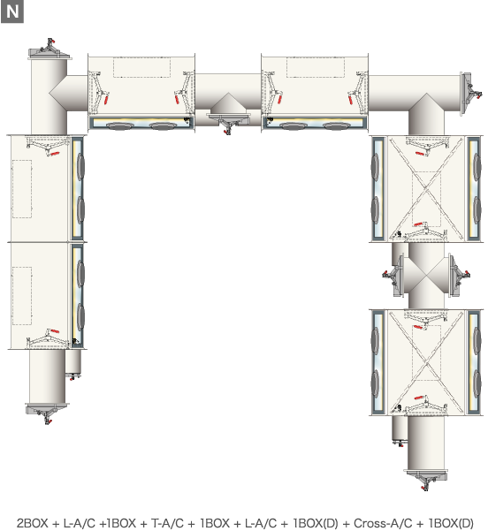 グローブボックス 2BOX + L-A/C +1BOX + T-A/C + 1BOX + L-A/C + 1BOX(D) + Cross-A/C + 1BOX(D)