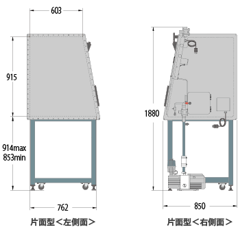 グローブボックス2BOXタイプ 片面型側面